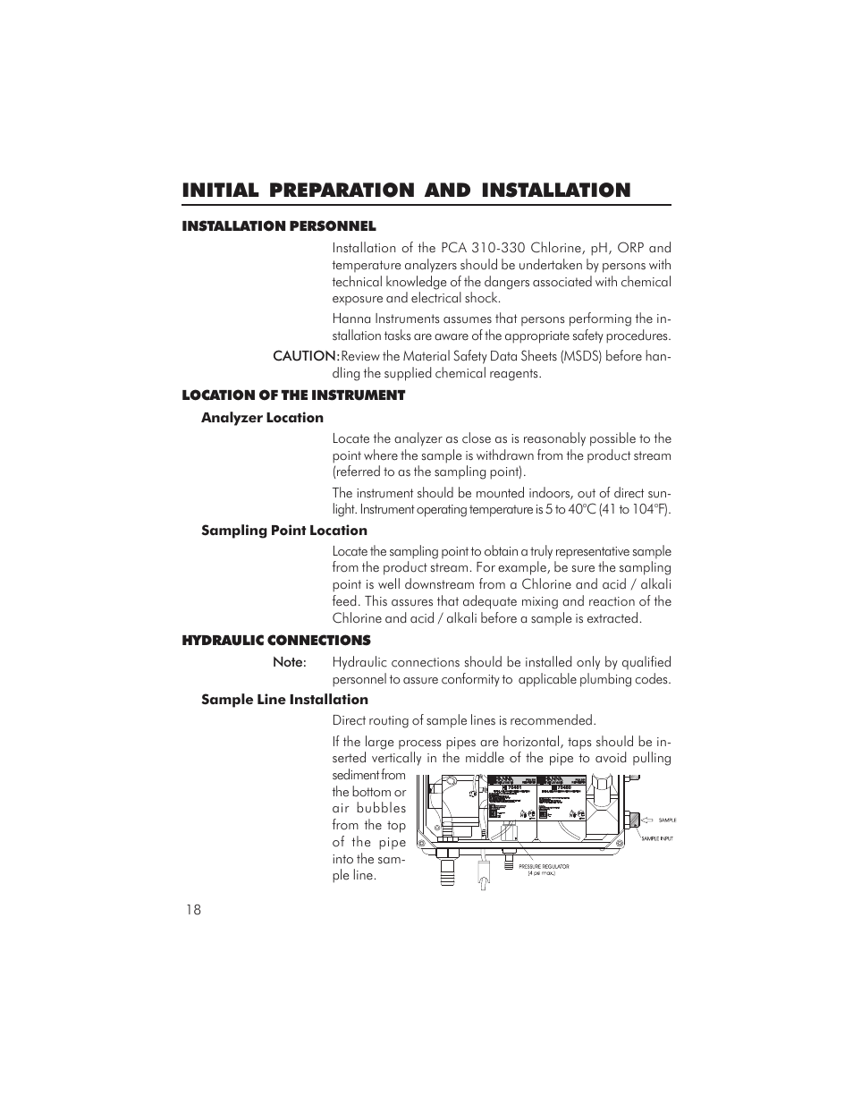 Initial preparation and installation | Hanna Instruments PCA 310 User Manual | Page 18 / 76