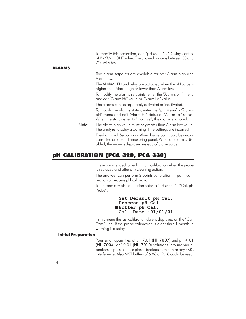 Hanna Instruments PCA 310 User Manual | Page 44 / 76