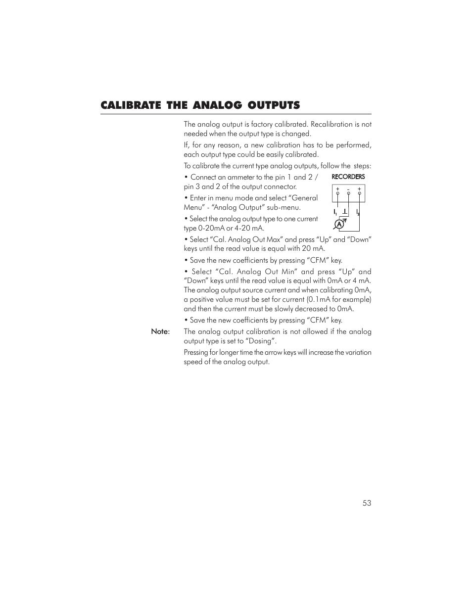 Calibrate the analog outputs | Hanna Instruments PCA 310 User Manual | Page 53 / 76