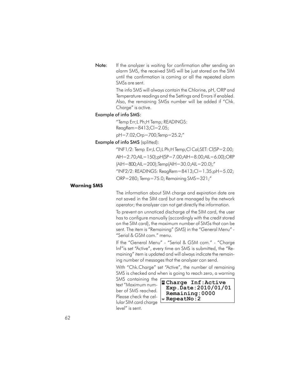 Hanna Instruments PCA 310 User Manual | Page 62 / 76