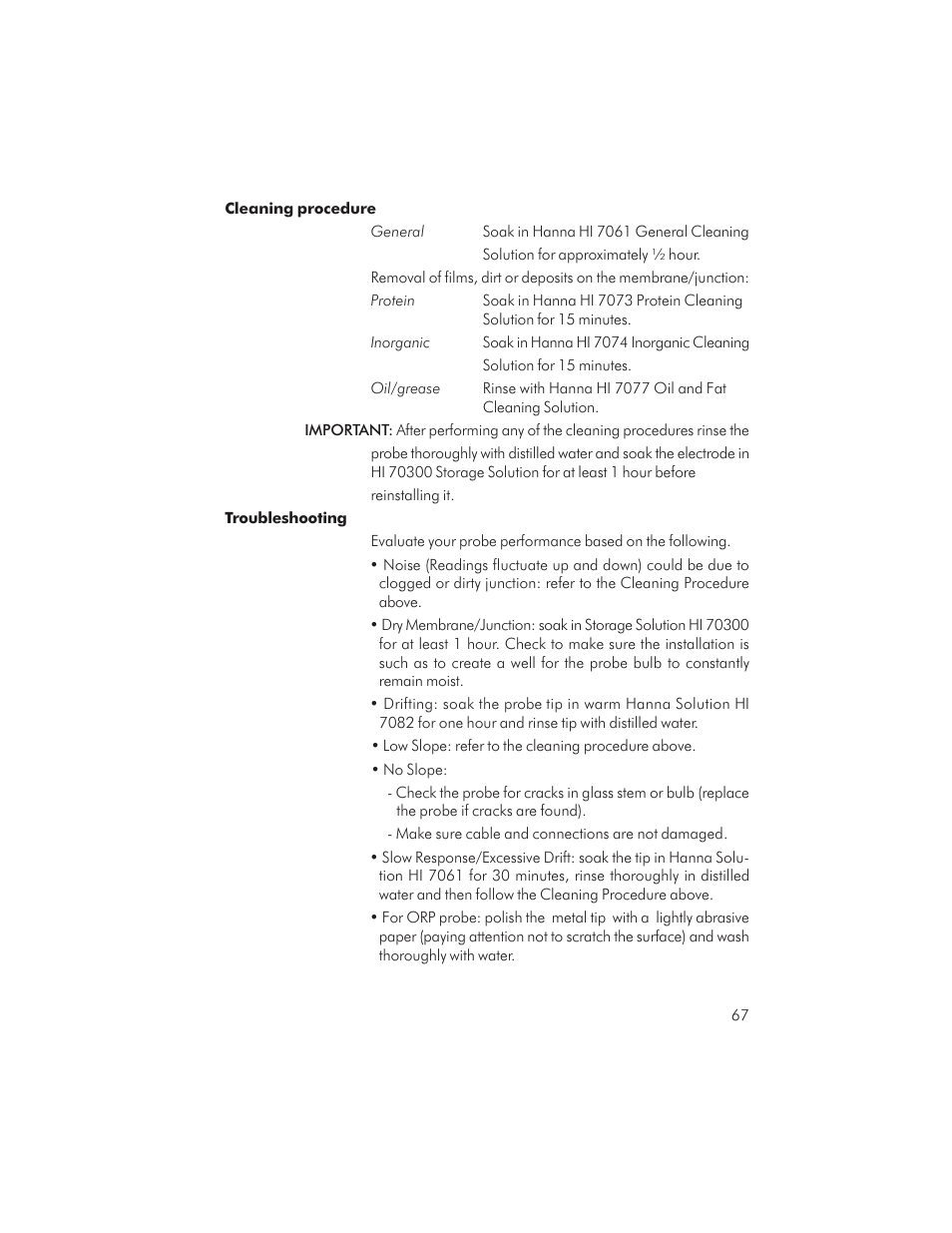 Hanna Instruments PCA 310 User Manual | Page 67 / 76