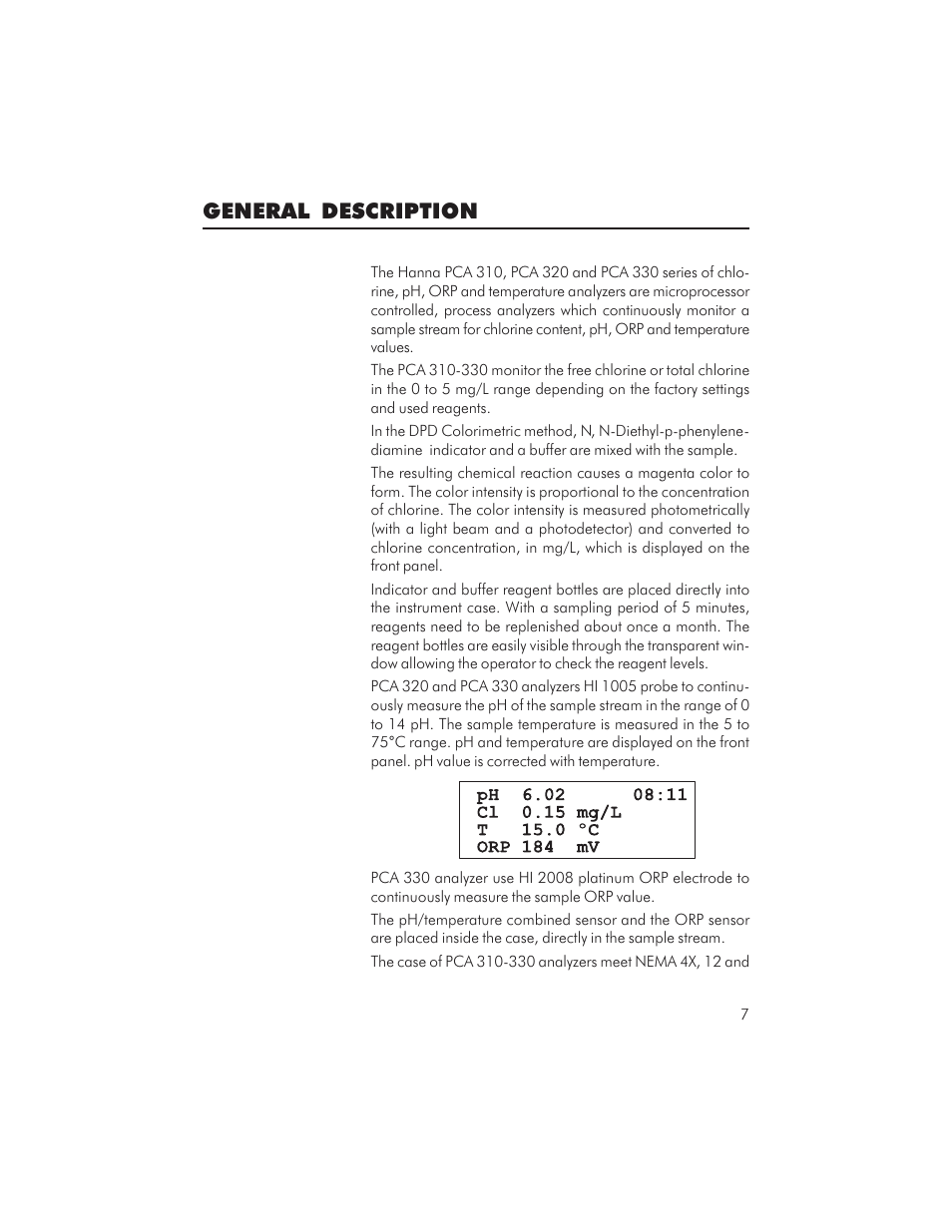 General description | Hanna Instruments PCA 310 User Manual | Page 7 / 76