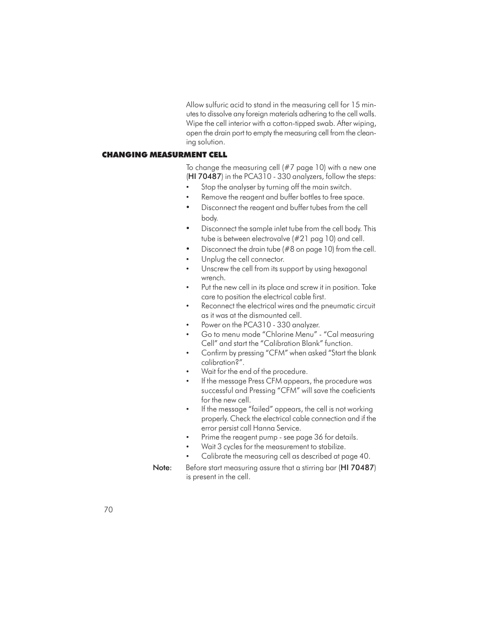 Hanna Instruments PCA 310 User Manual | Page 70 / 76