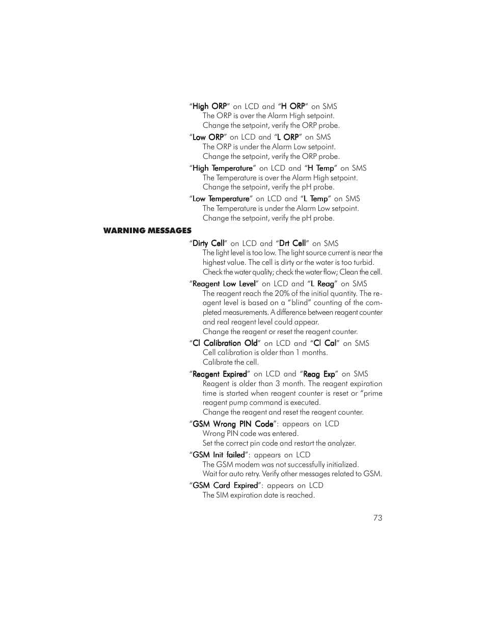 Hanna Instruments PCA 310 User Manual | Page 73 / 76