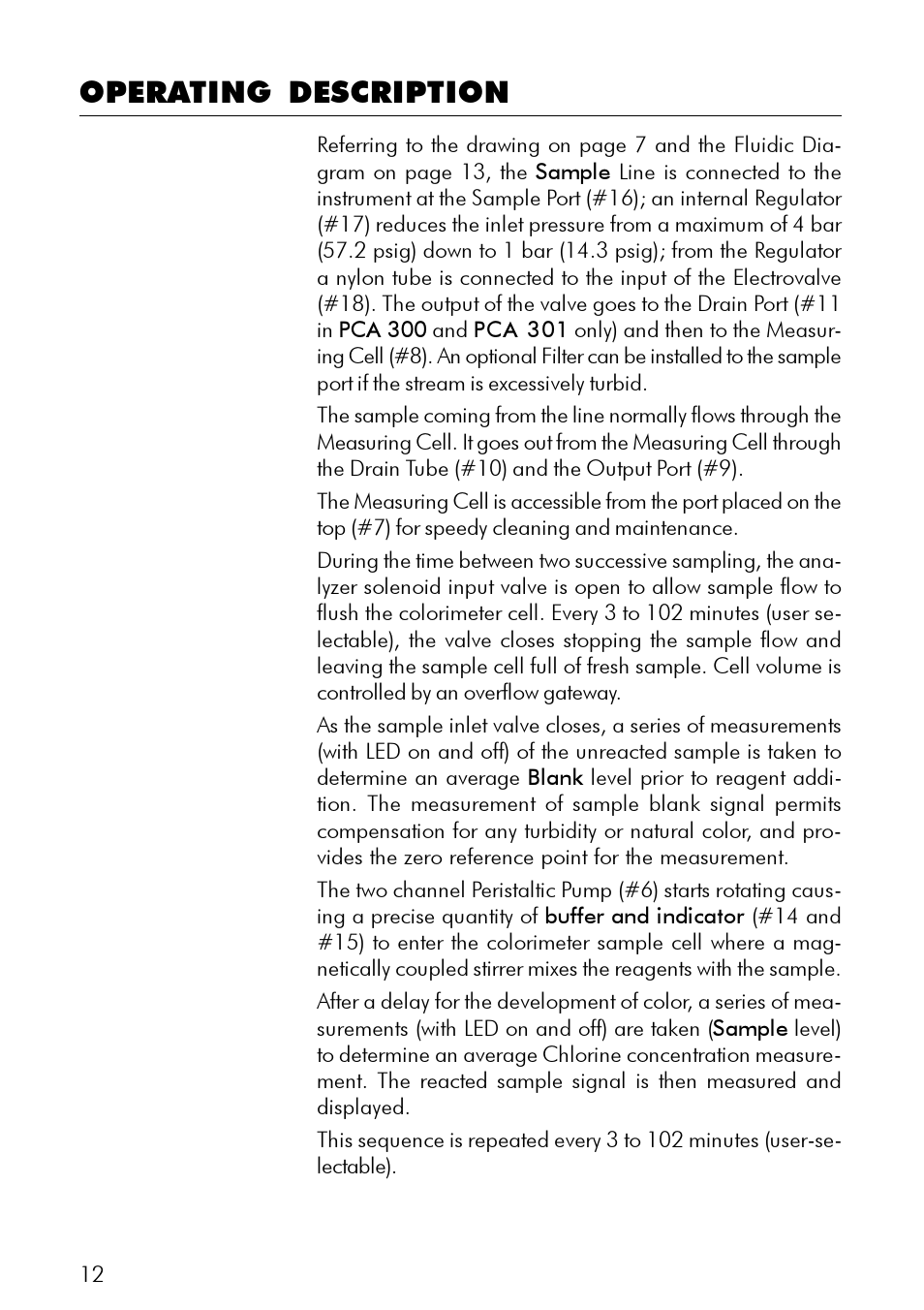 Operating description | Hanna Instruments PCA 300 Series User Manual | Page 12 / 60