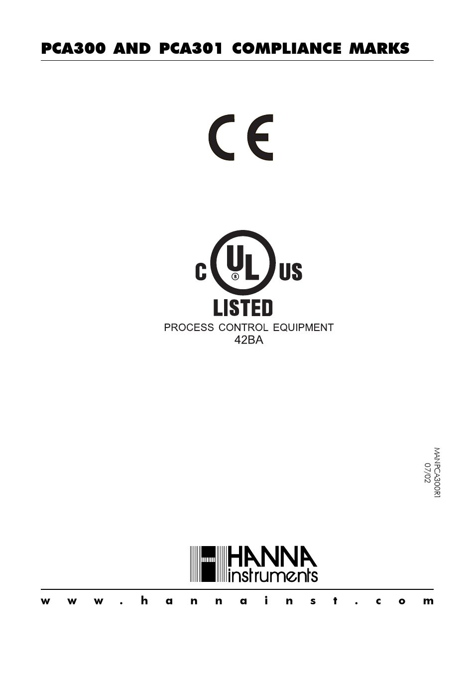 Hanna Instruments PCA 300 Series User Manual | Page 60 / 60