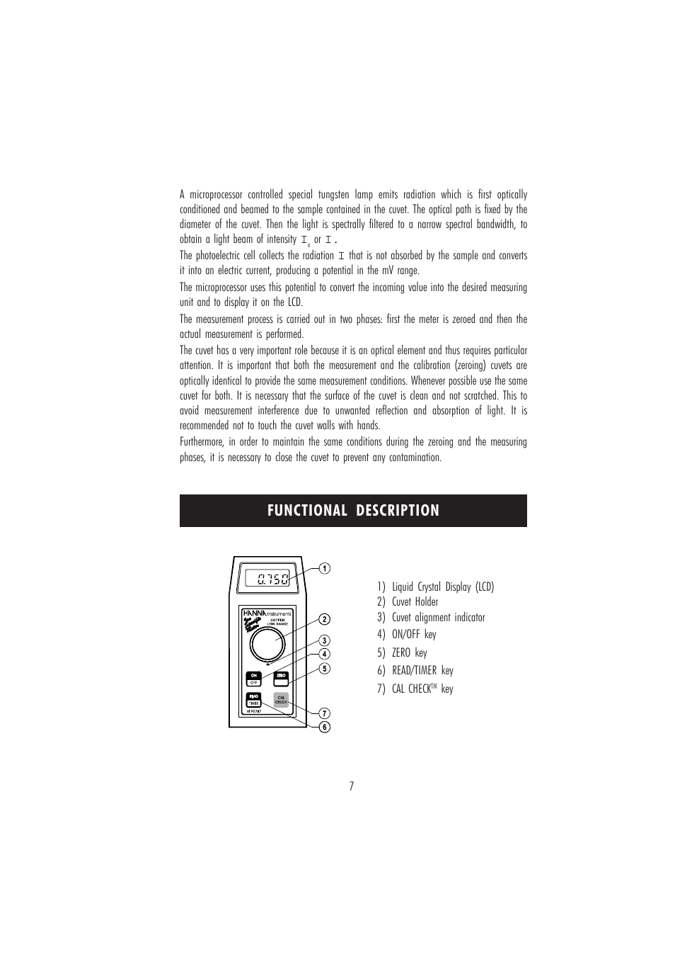 Functional description | Hanna Instruments HI 95747C User Manual | Page 7 / 20