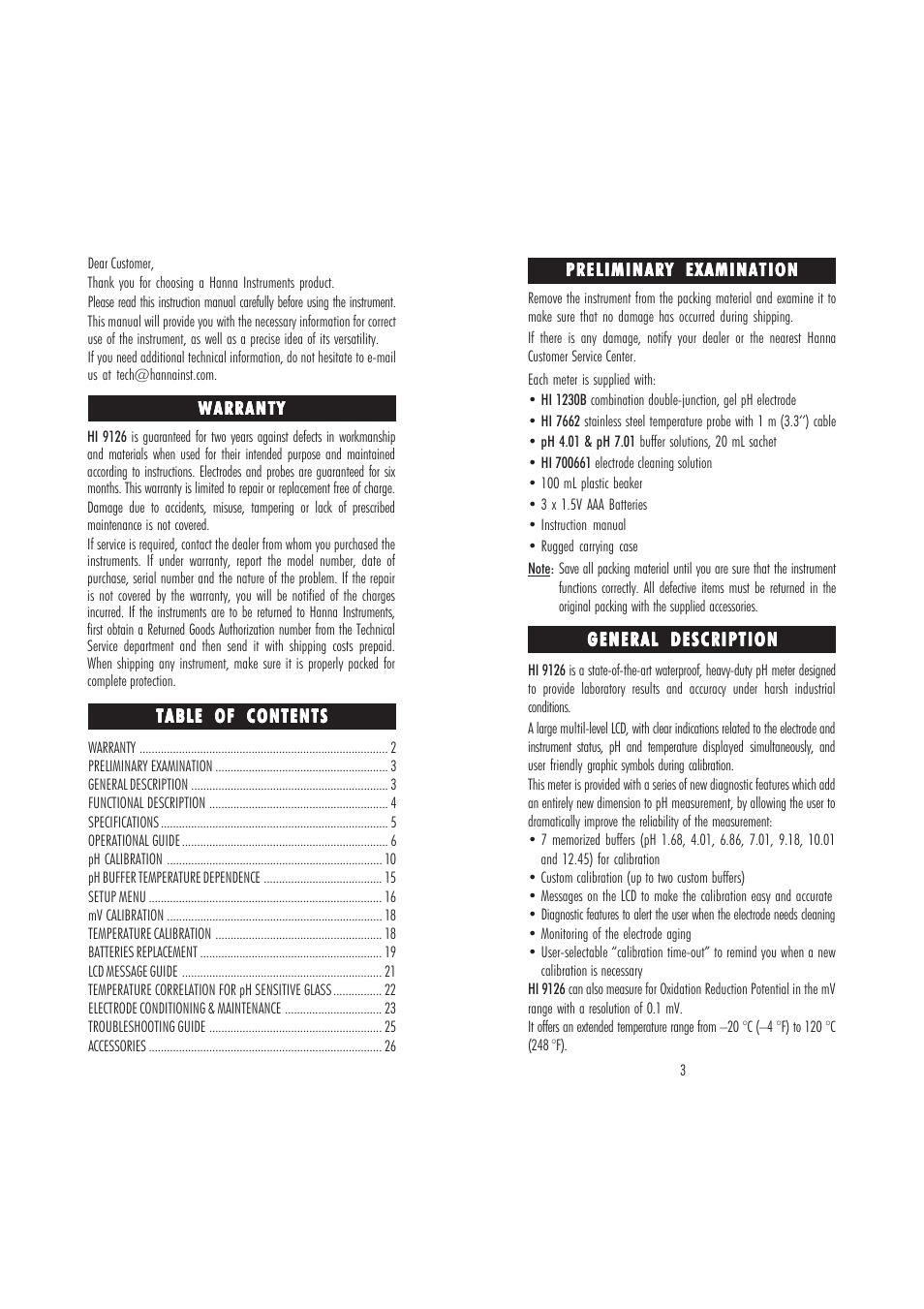 Hanna Instruments HI9126 User Manual | Page 2 / 17