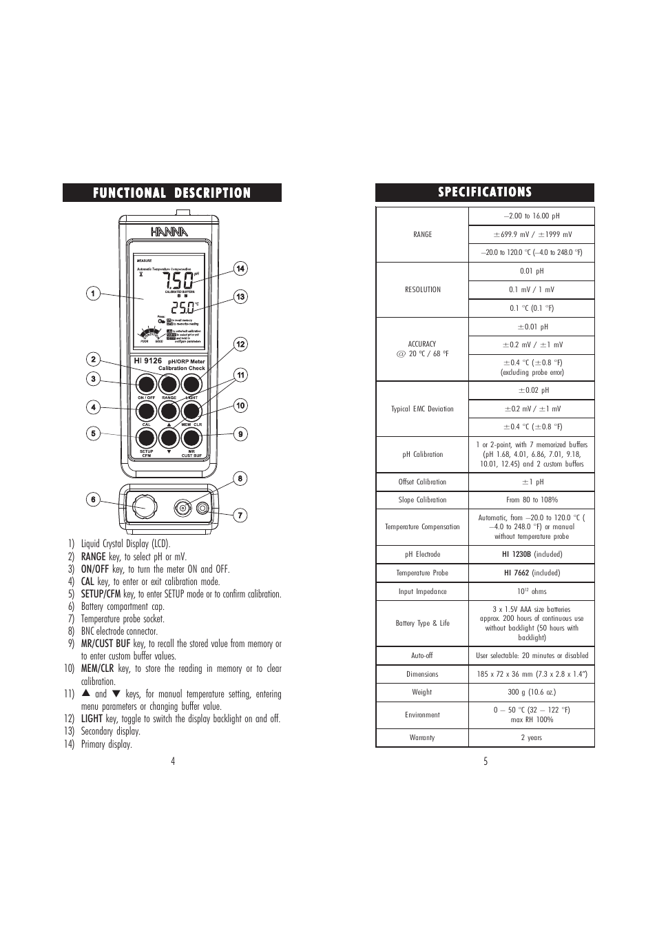 Hanna Instruments HI9126 User Manual | Page 3 / 17