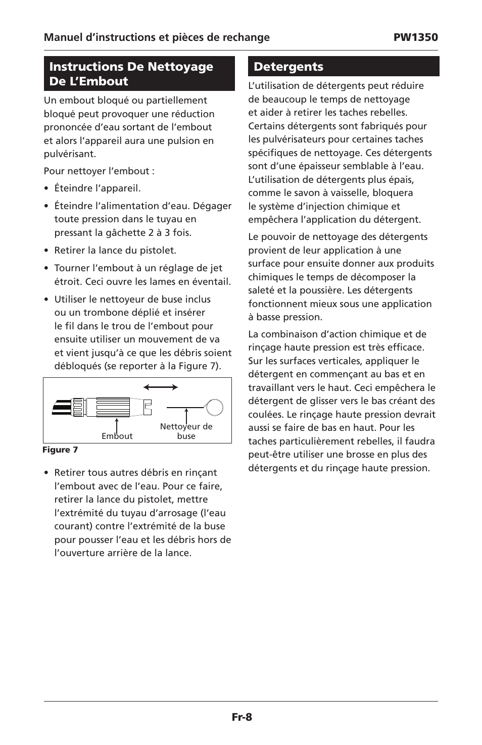 Instructions de nettoyage de l’embout, Detergents | Campbell Hausfeld IN468001AV User Manual | Page 18 / 36