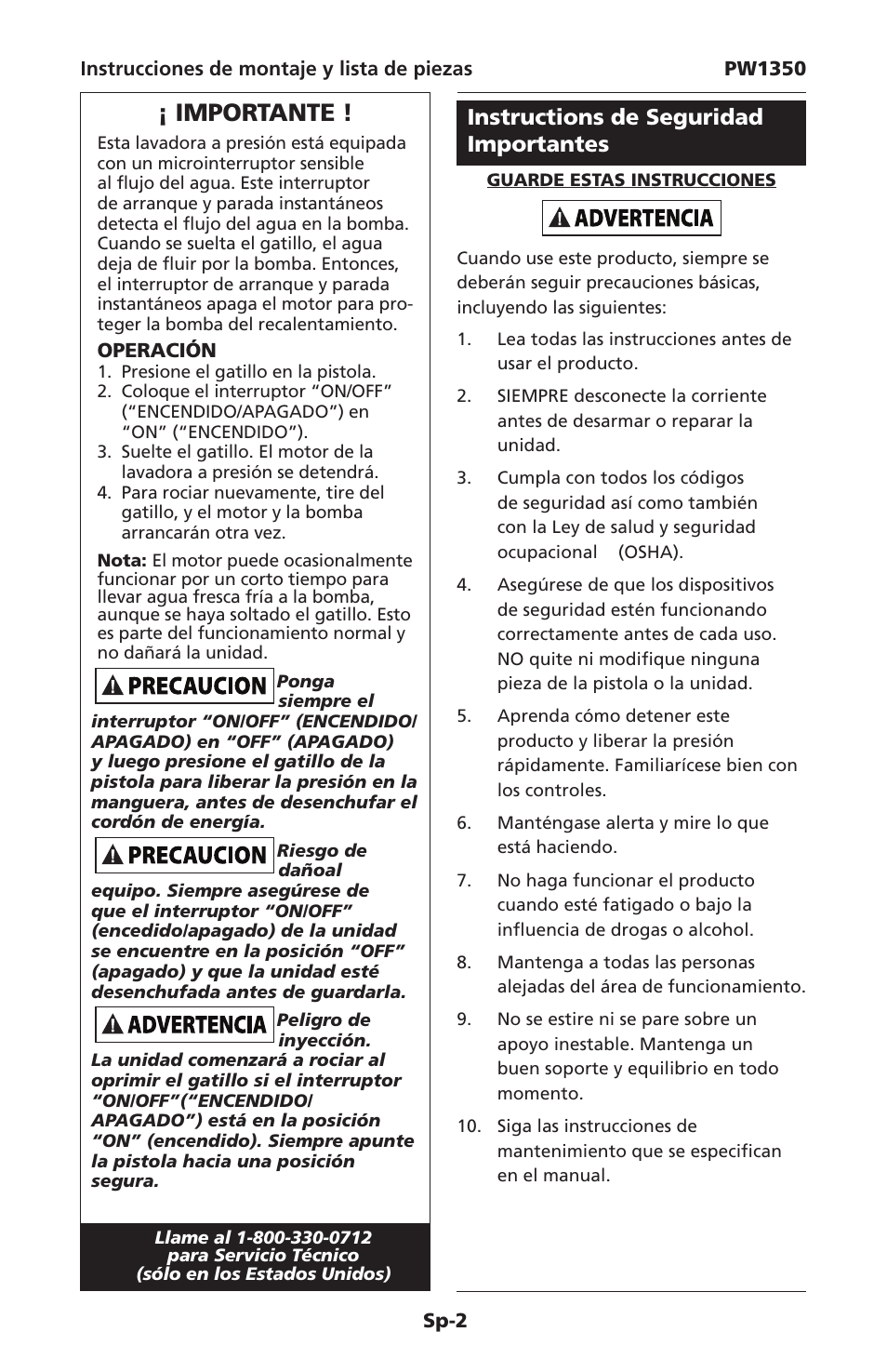 Importante, Instructions de seguridad importantes | Campbell Hausfeld IN468001AV User Manual | Page 24 / 36