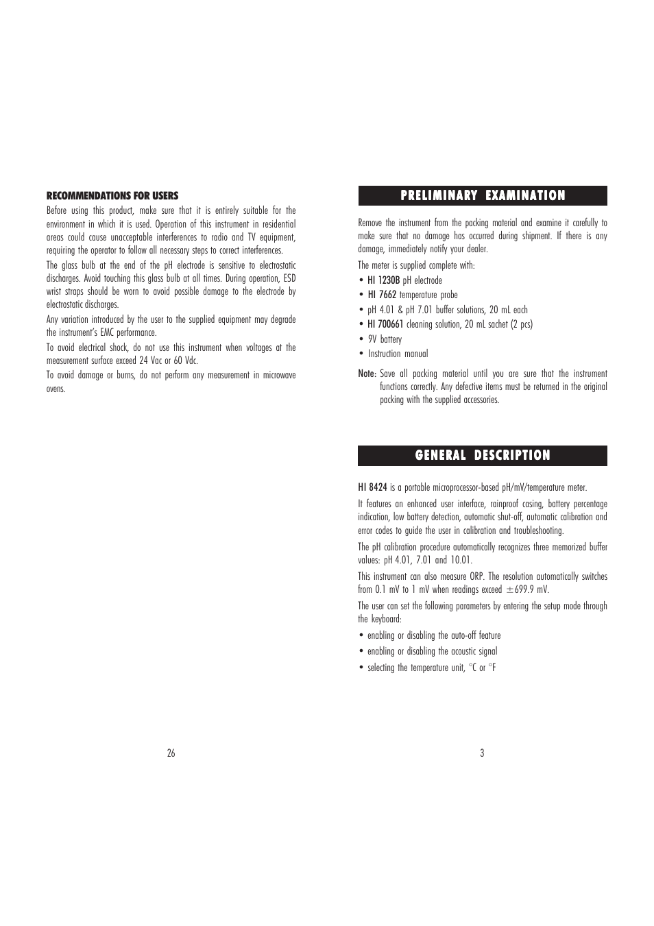 Hanna Instruments HI8424 User Manual | Page 3 / 14