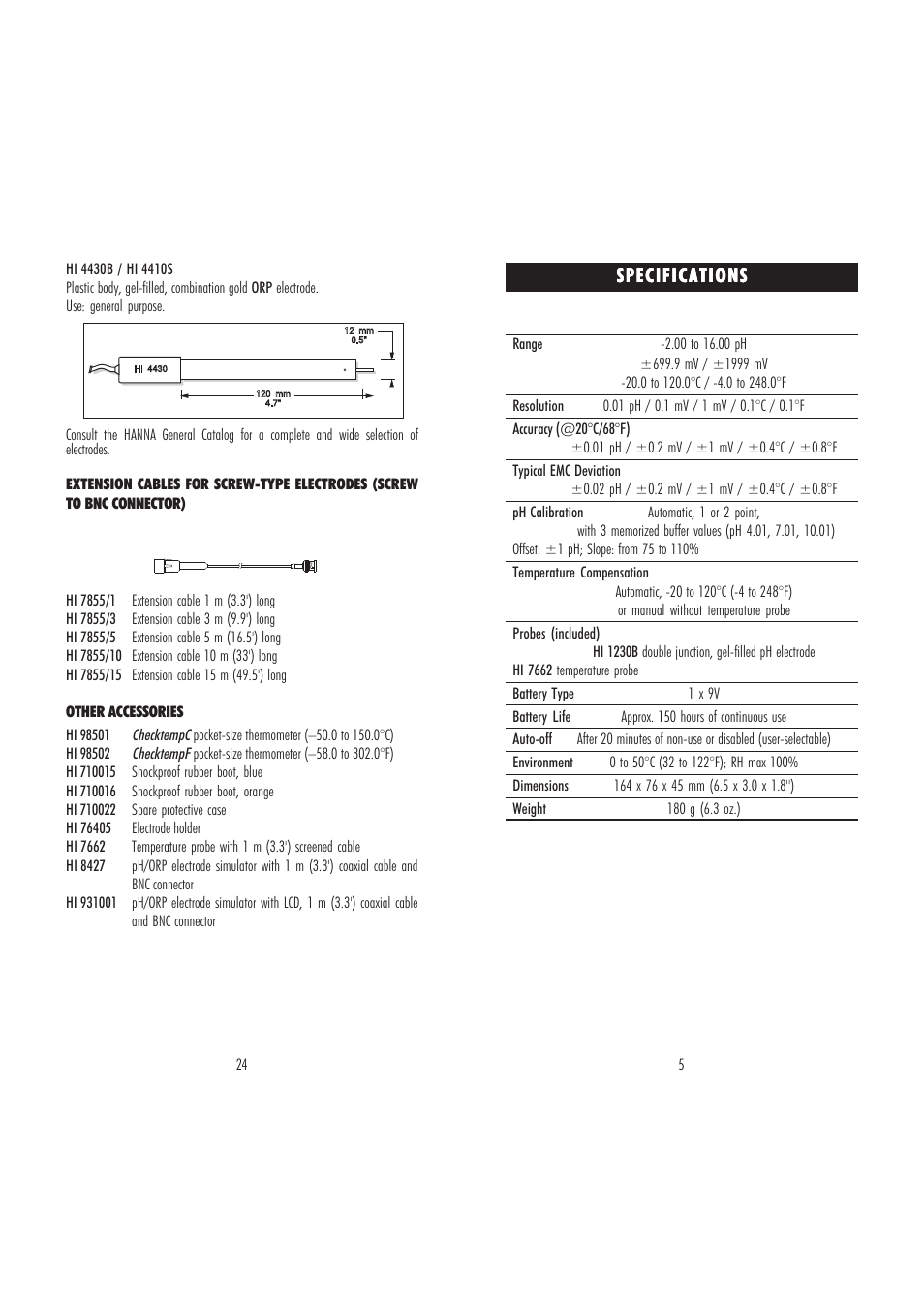 Hanna Instruments HI8424 User Manual | Page 5 / 14