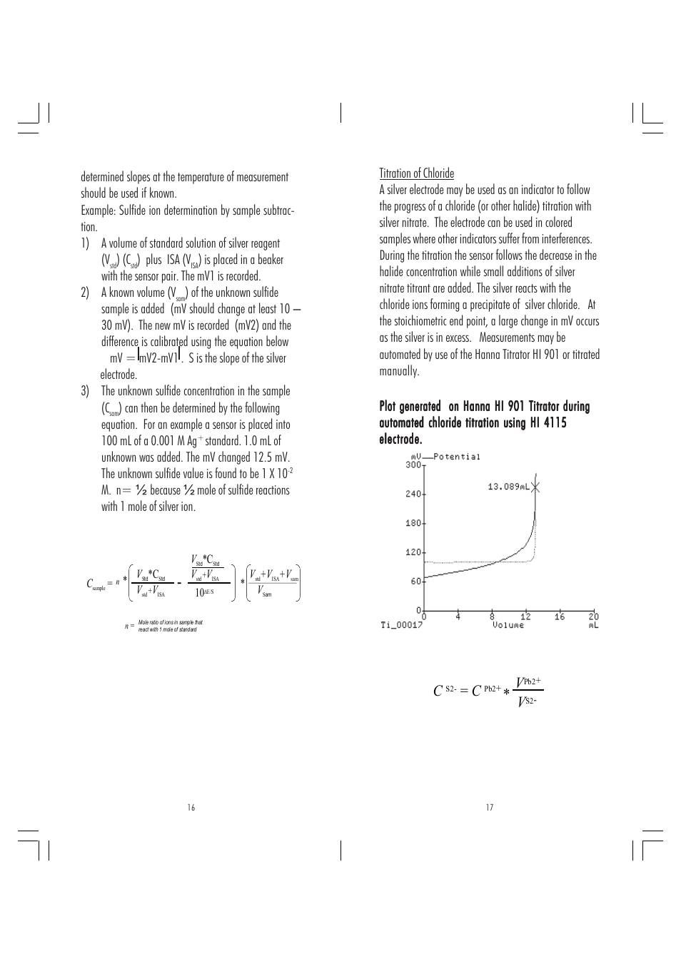 Plot generated on hanna hi 901 titrator during, Plus isa (v | Hanna Instruments HI4115 User Manual | Page 9 / 11