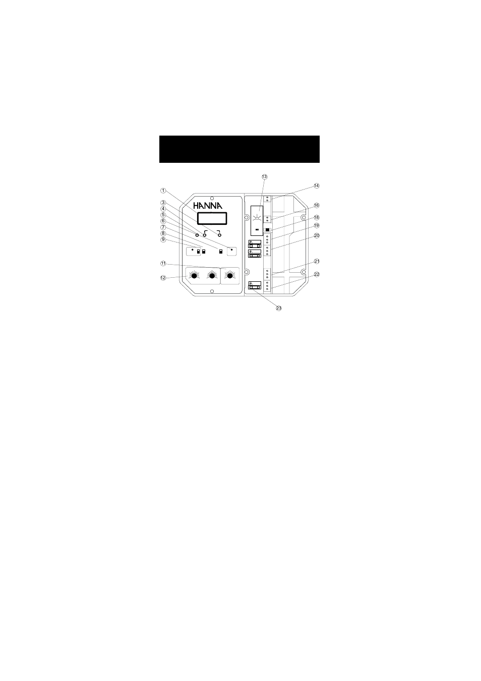 Functional diagram hi 9920, Front panel | Hanna Instruments HI 9910 User Manual | Page 12 / 40