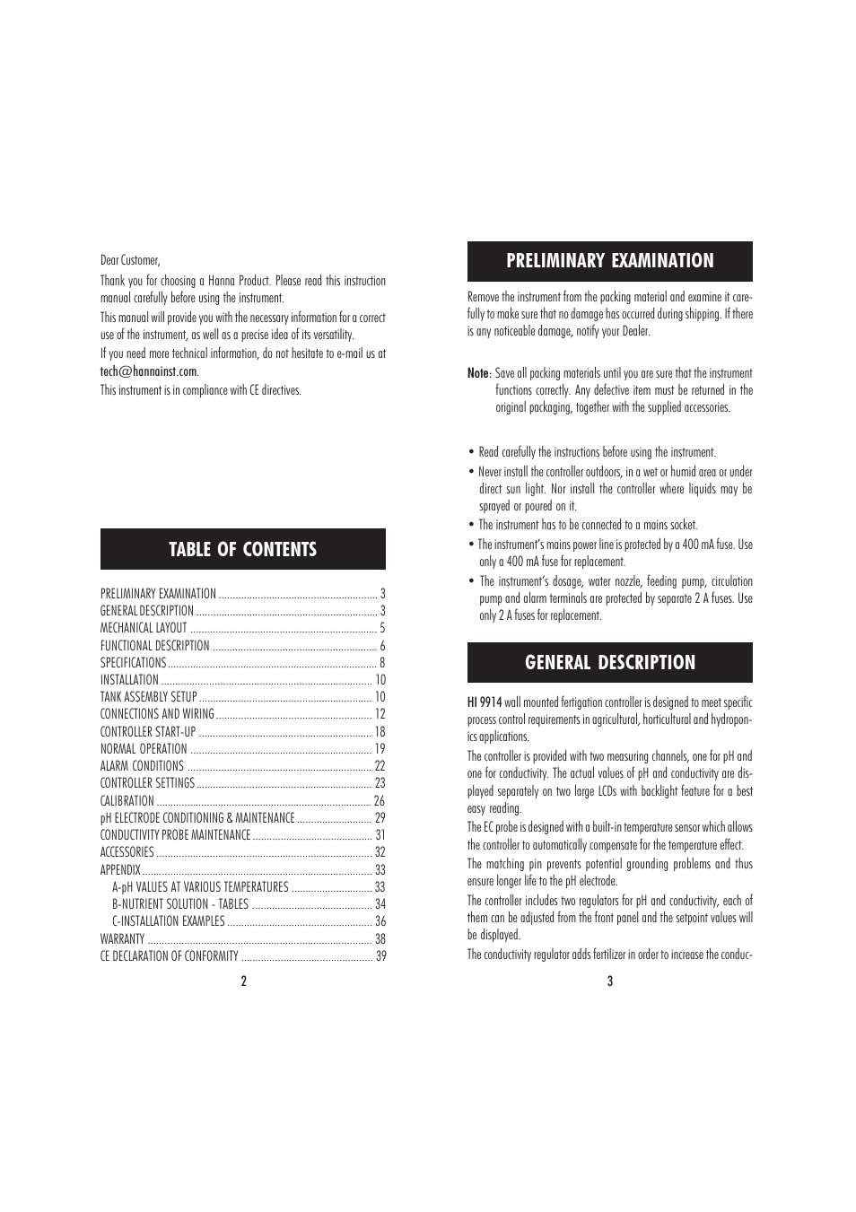 Hanna Instruments HI 9914 User Manual | Page 2 / 21