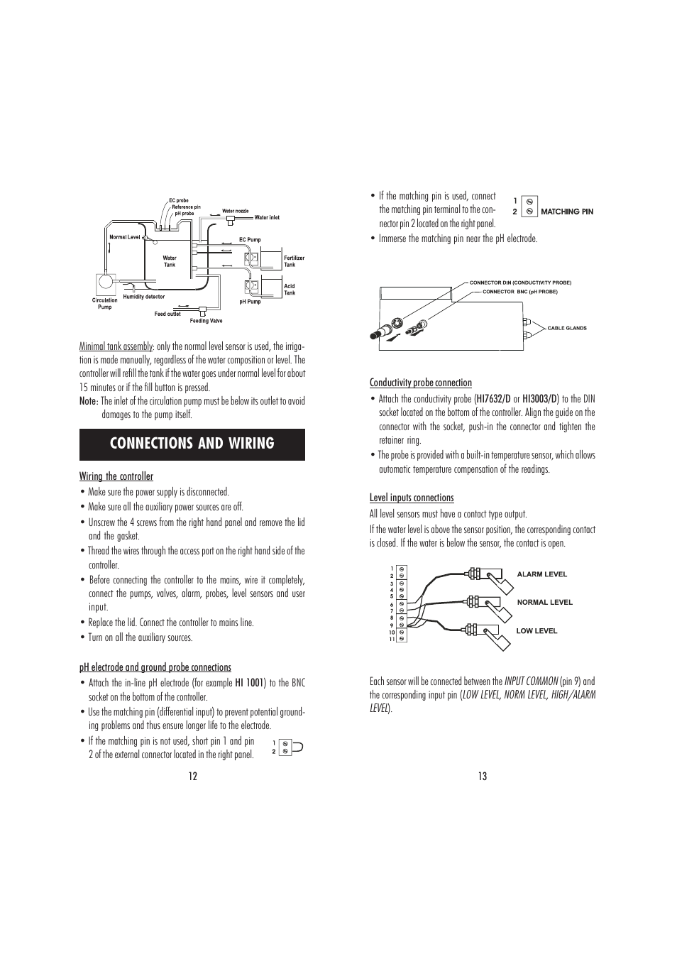 Connections and wiring | Hanna Instruments HI 9914 User Manual | Page 7 / 21
