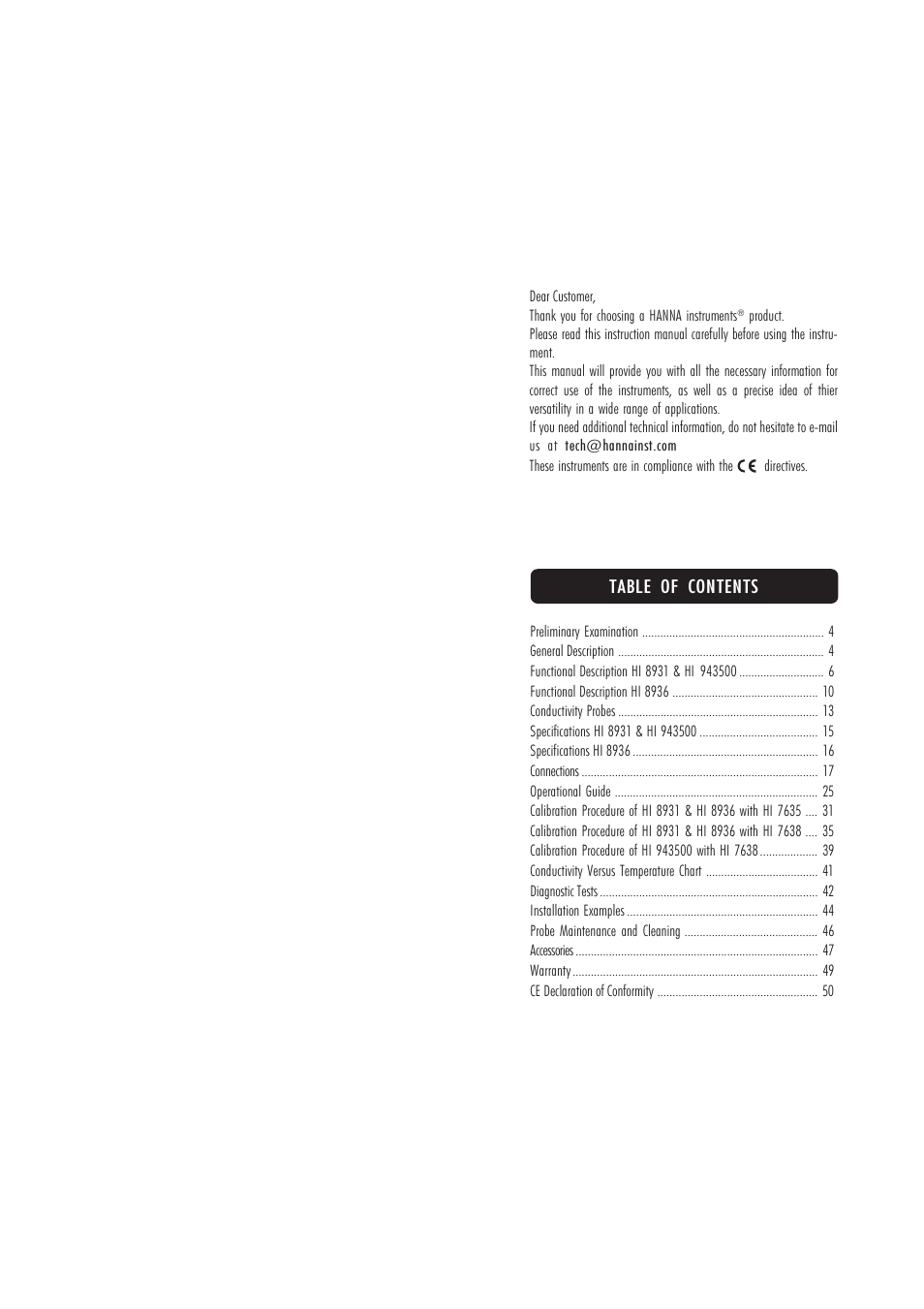 Hanna Instruments HI 943500A User Manual | Page 2 / 27
