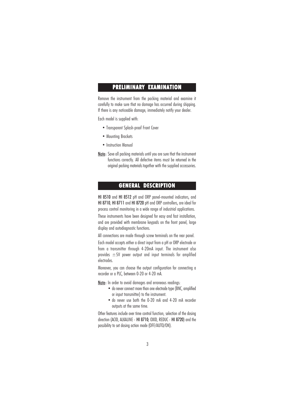 Hanna Instruments HI 8711 User Manual | Page 3 / 48