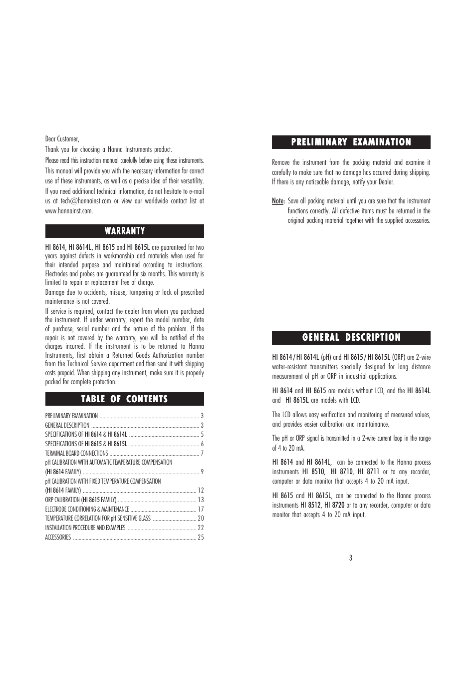 Hanna Instruments HI 8614N User Manual | Page 2 / 17