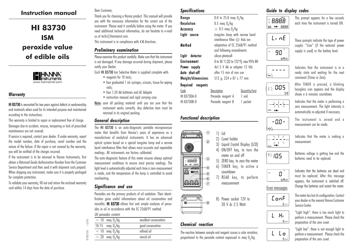 Hanna Instruments HI 83730 User Manual | 2 pages