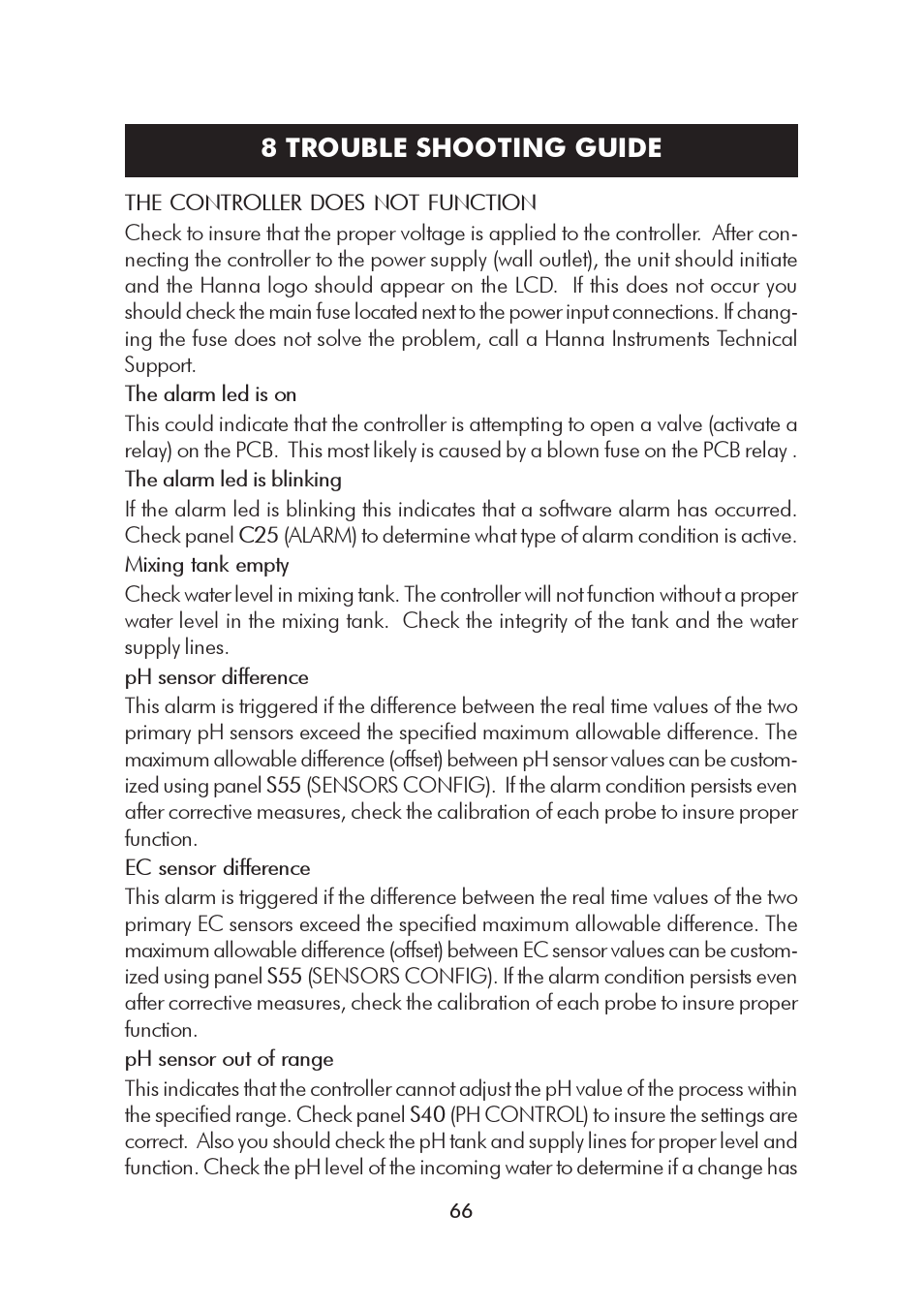 8 trouble shooting guide | Hanna Instruments HI 8000 Series User Manual | Page 66 / 88