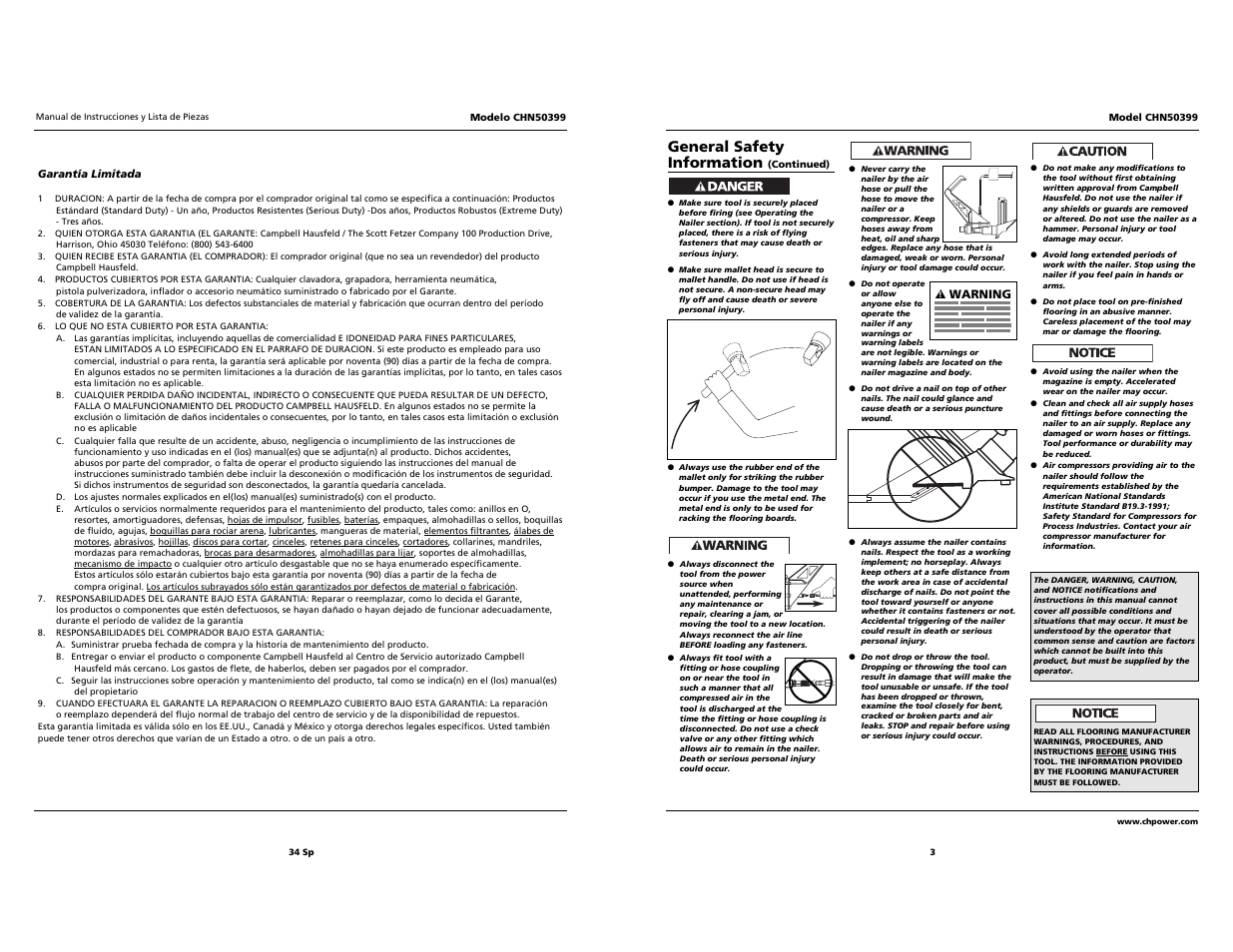 General safety information | Campbell Hausfeld CHN50399 User Manual | Page 3 / 18