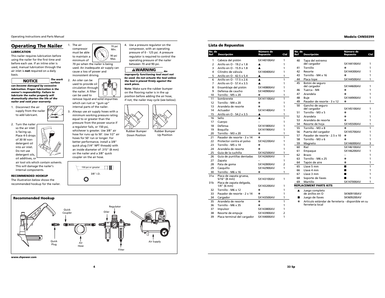 Operating the nailer | Campbell Hausfeld CHN50399 User Manual | Page 4 / 18