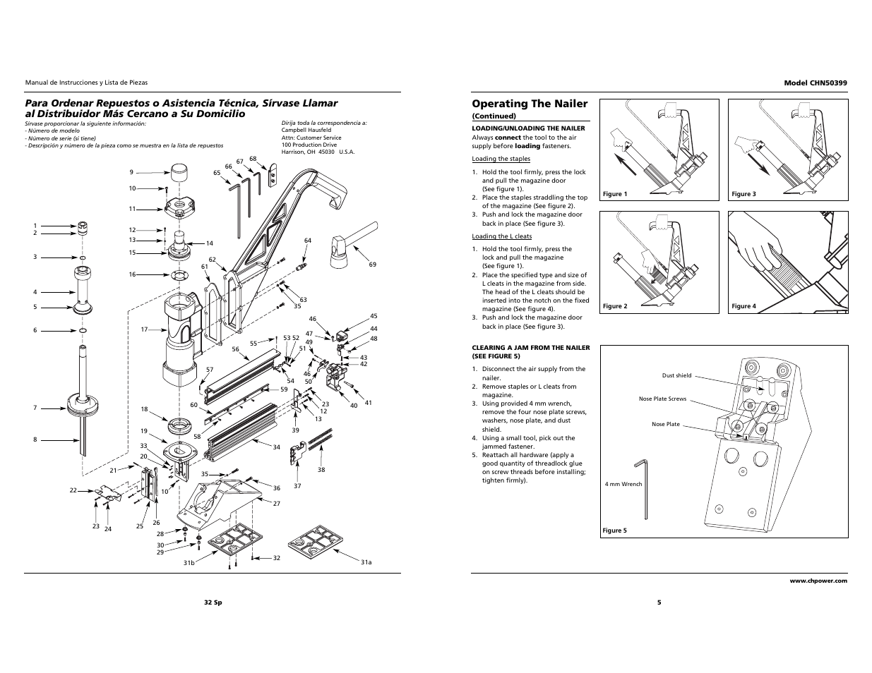 Operating the nailer | Campbell Hausfeld CHN50399 User Manual | Page 5 / 18