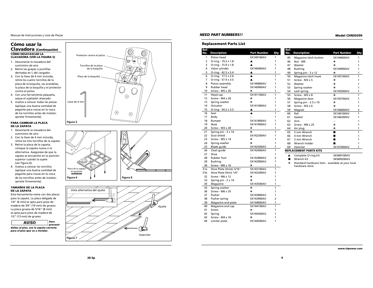 Cómo usar la clavadora | Campbell Hausfeld CHN50399 User Manual | Page 9 / 18