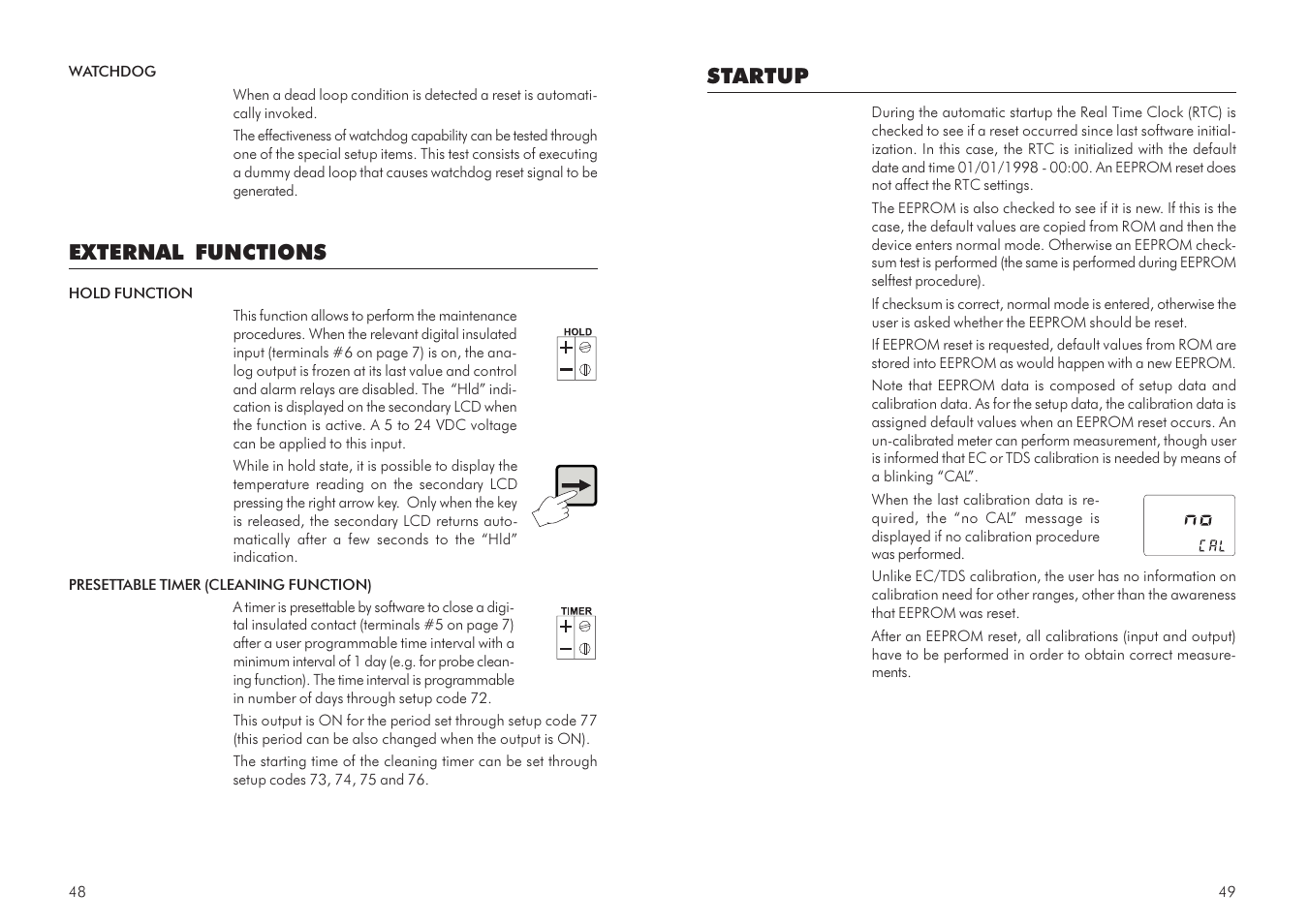 Startup, External functions | Hanna Instruments HI 700 Series User Manual | Page 25 / 29
