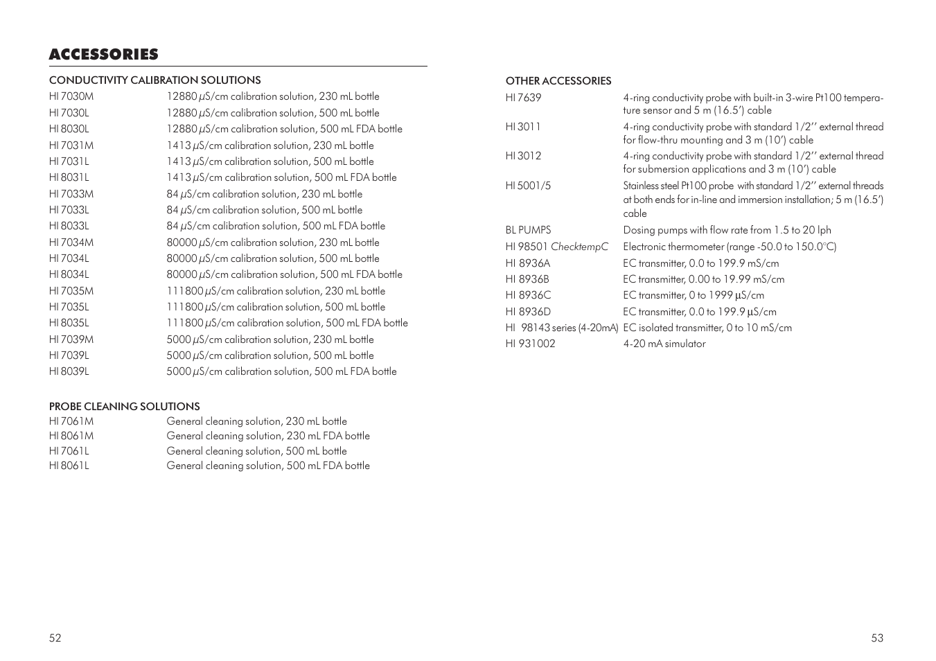 Accessories | Hanna Instruments HI 700 Series User Manual | Page 27 / 29