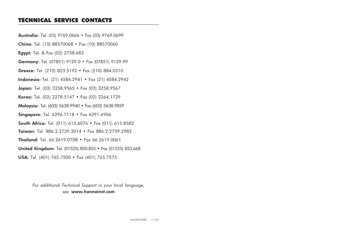 Hanna Instruments HI 700 Series User Manual | Page 29 / 29