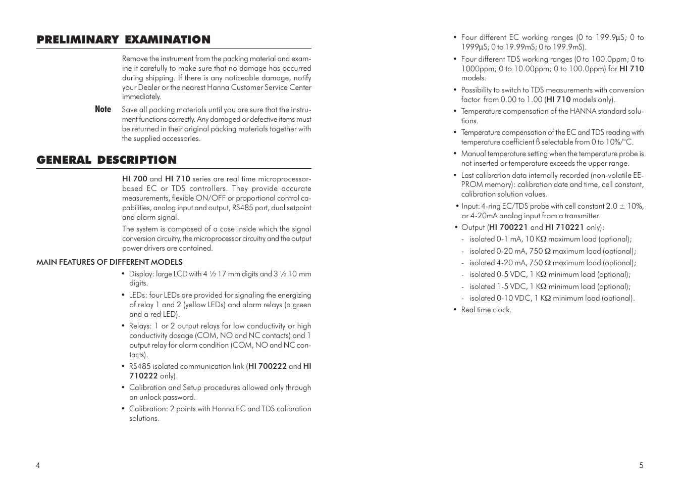 Preliminary examination, General description | Hanna Instruments HI 700 Series User Manual | Page 3 / 29