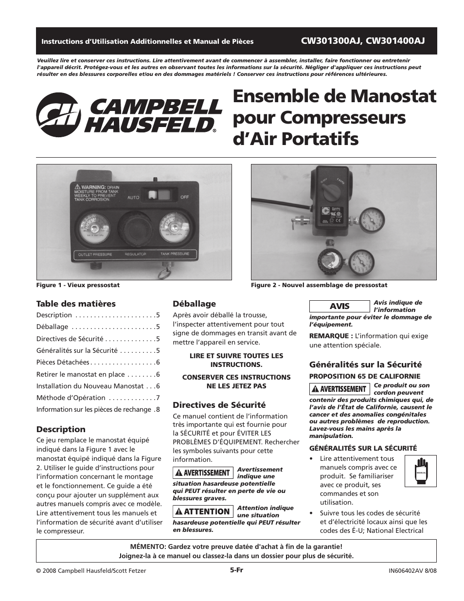 Campbell Hausfeld CW301400AJ User Manual | Page 5 / 12