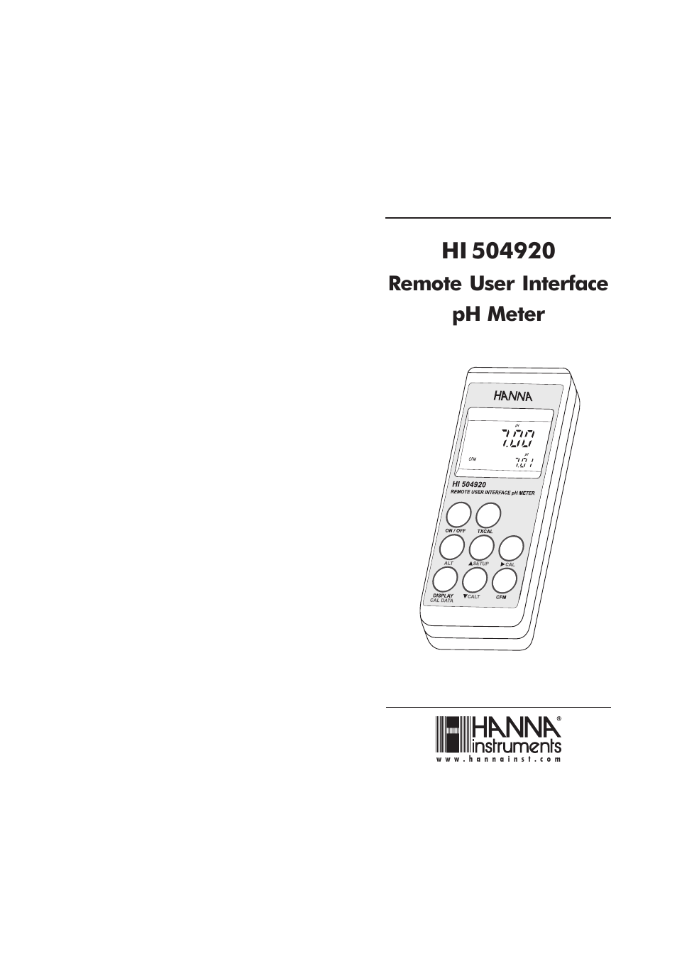 Hanna Instruments HI 504920 User Manual | 15 pages