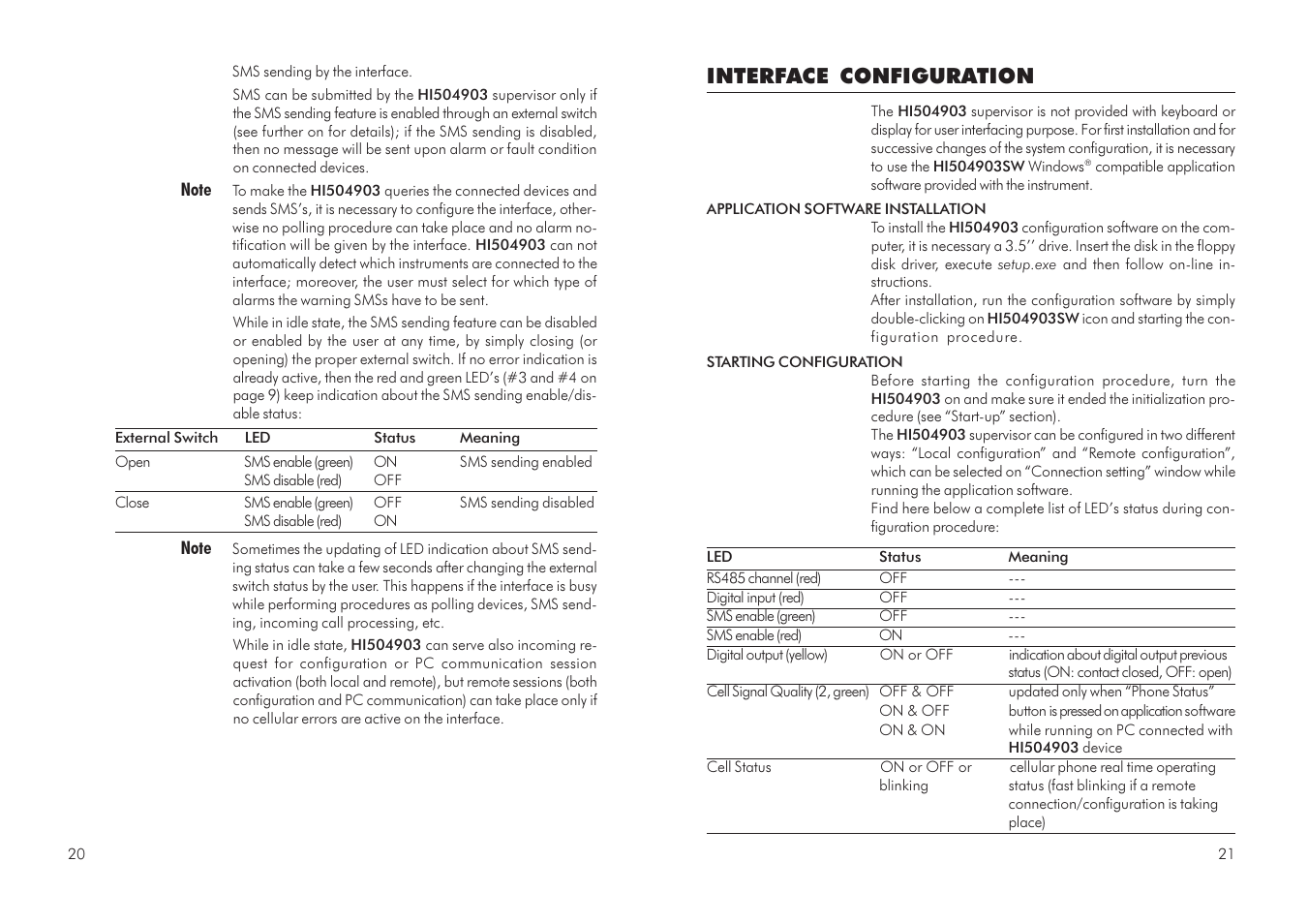 Interface configuration | Hanna Instruments HI 504903 User Manual | Page 11 / 31