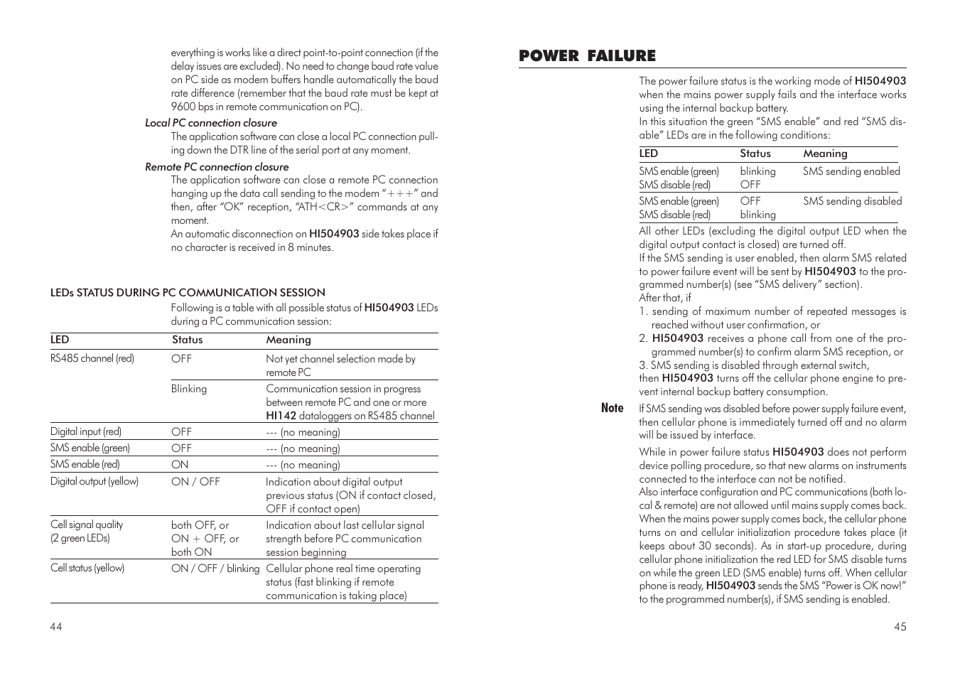 Power failure | Hanna Instruments HI 504903 User Manual | Page 23 / 31