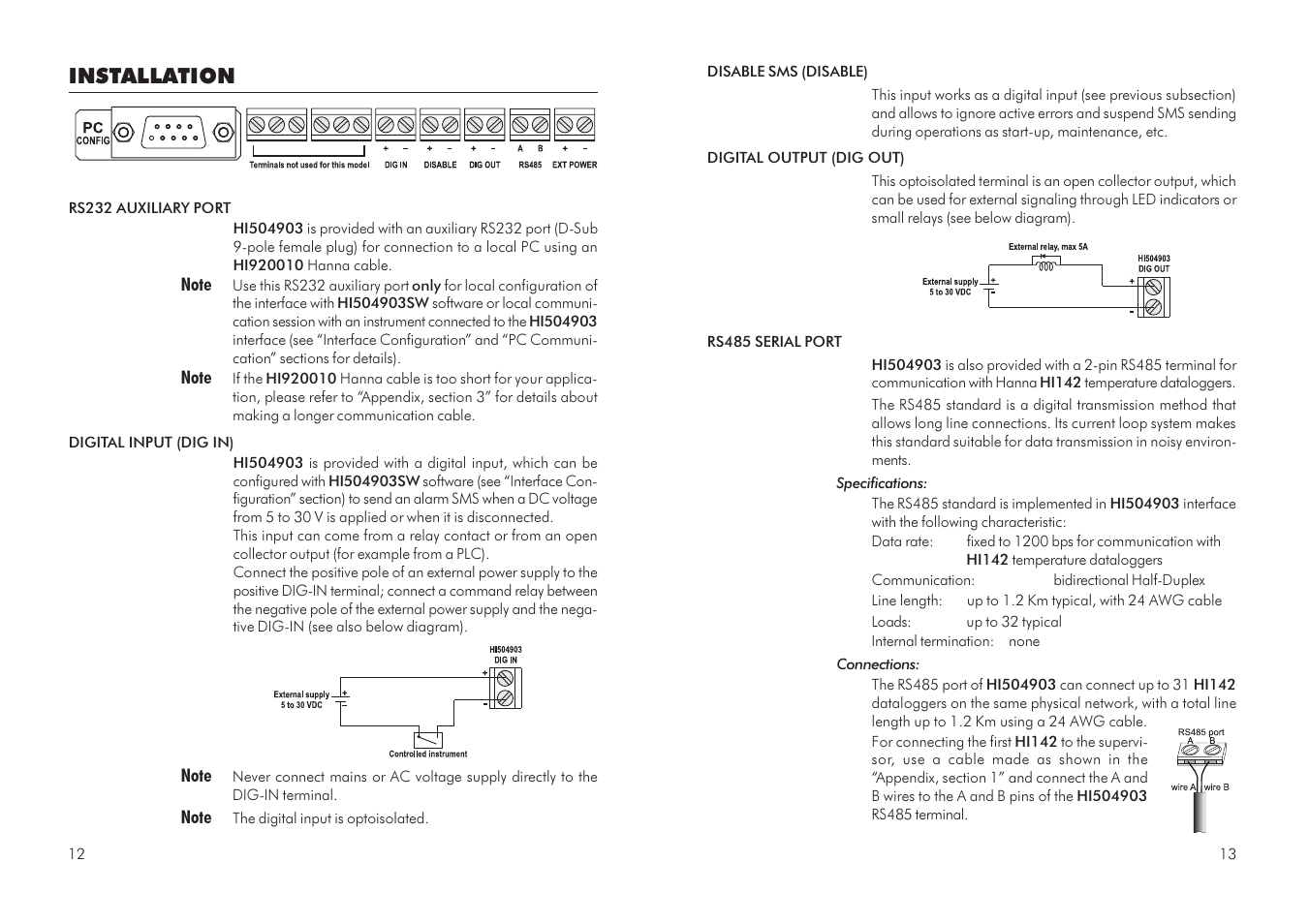 Installation | Hanna Instruments HI 504903 User Manual | Page 7 / 31
