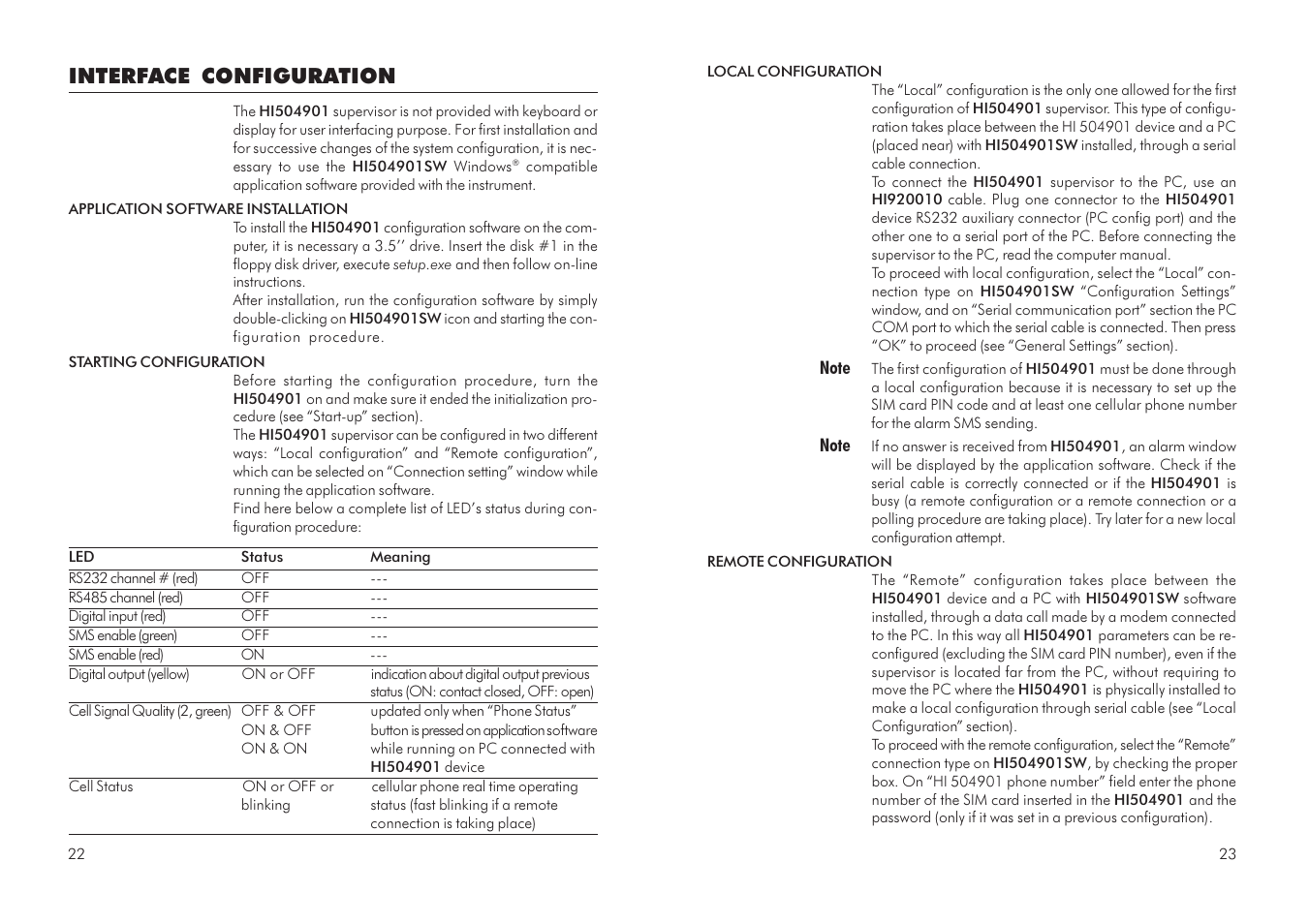 Interface configuration | Hanna Instruments HI 504901 User Manual | Page 12 / 35