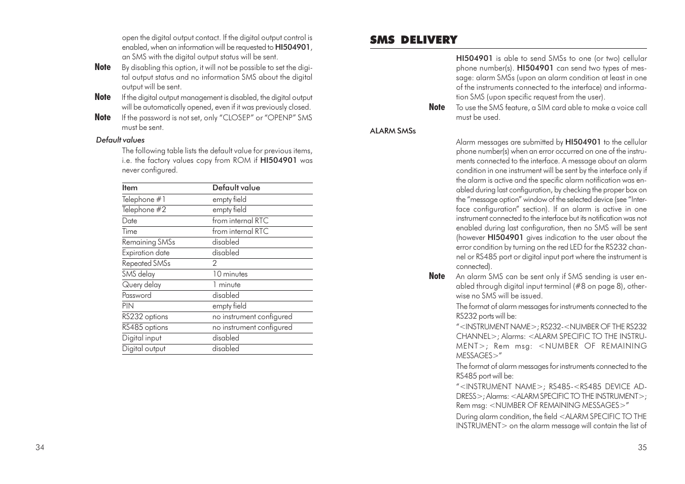 Sms delivery | Hanna Instruments HI 504901 User Manual | Page 18 / 35