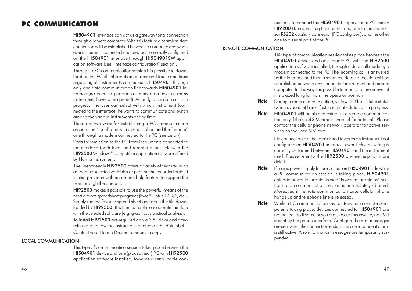 Pc communication | Hanna Instruments HI 504901 User Manual | Page 24 / 35