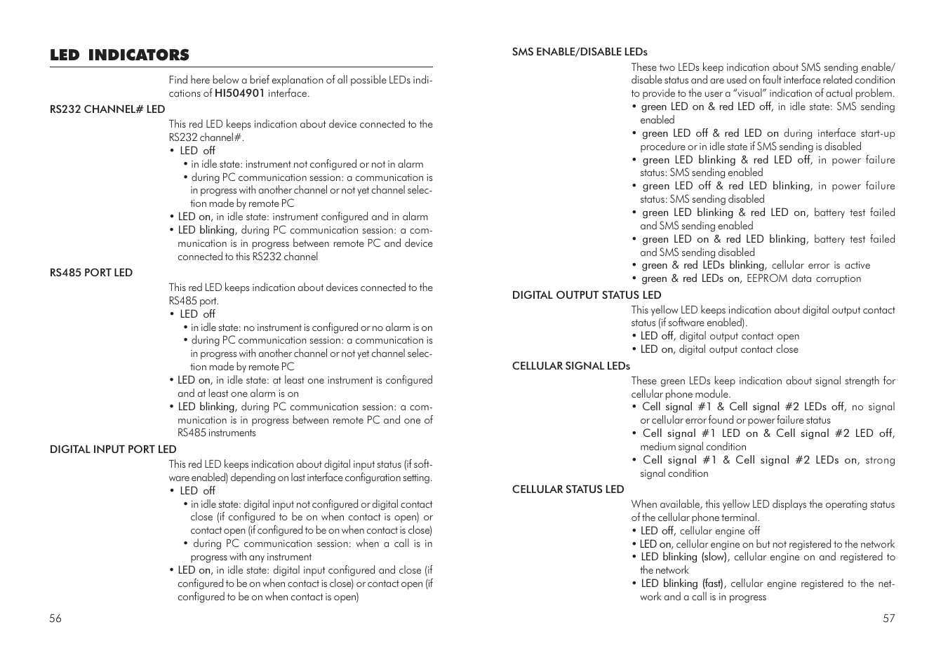 Led indicators | Hanna Instruments HI 504901 User Manual | Page 29 / 35