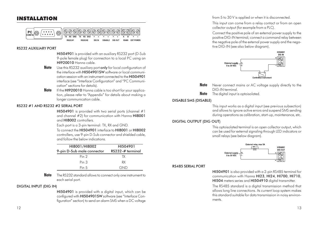 Installation | Hanna Instruments HI 504901 User Manual | Page 7 / 35