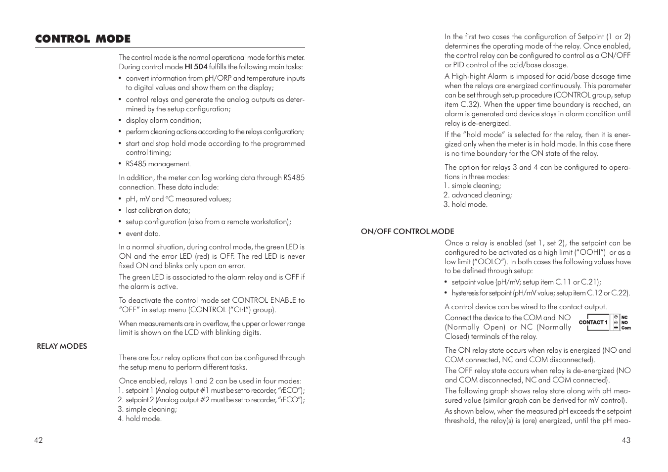Control mode | Hanna Instruments HI 504 User Manual | Page 22 / 59
