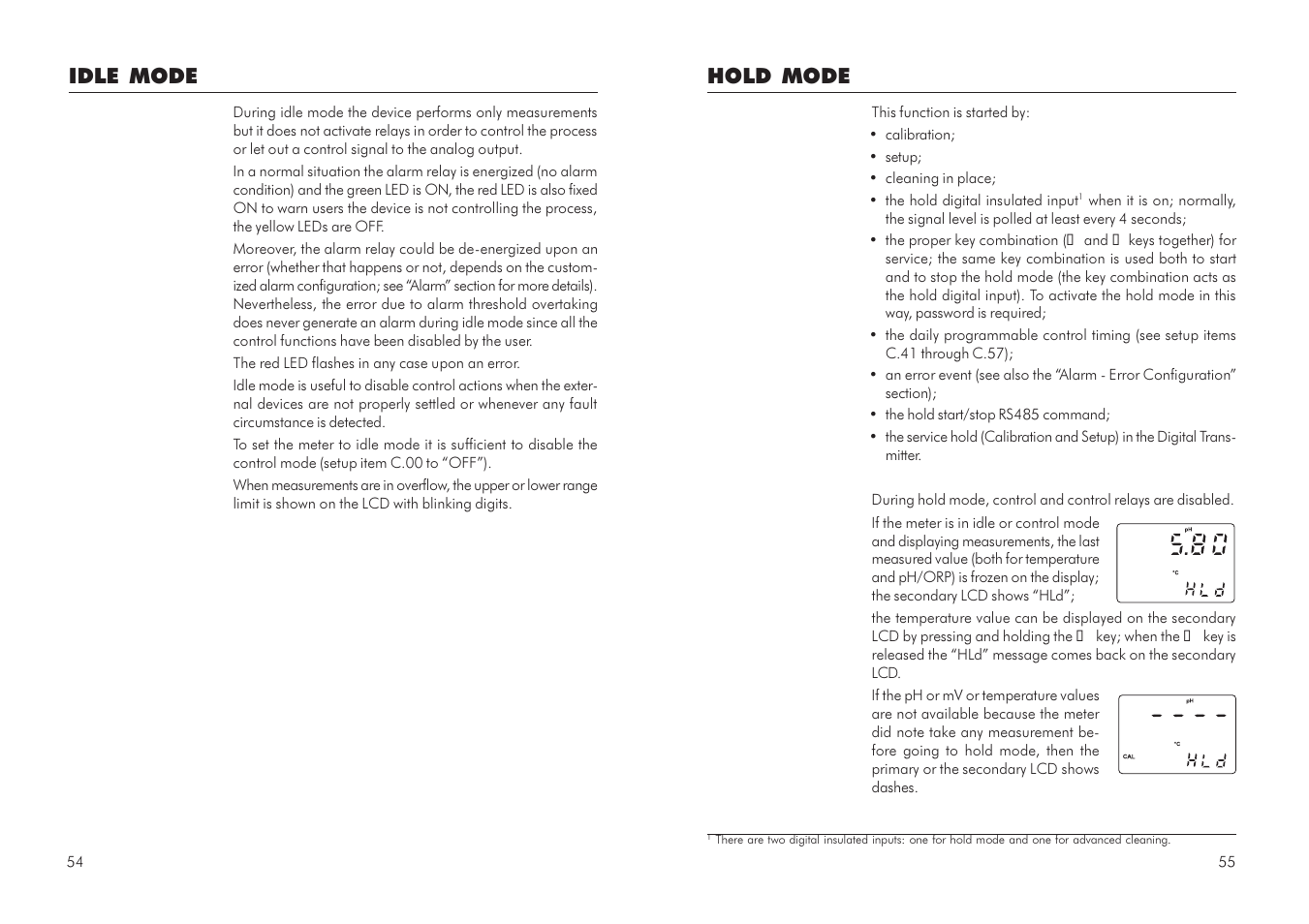 Hold mode, Idle mode | Hanna Instruments HI 504 User Manual | Page 28 / 59
