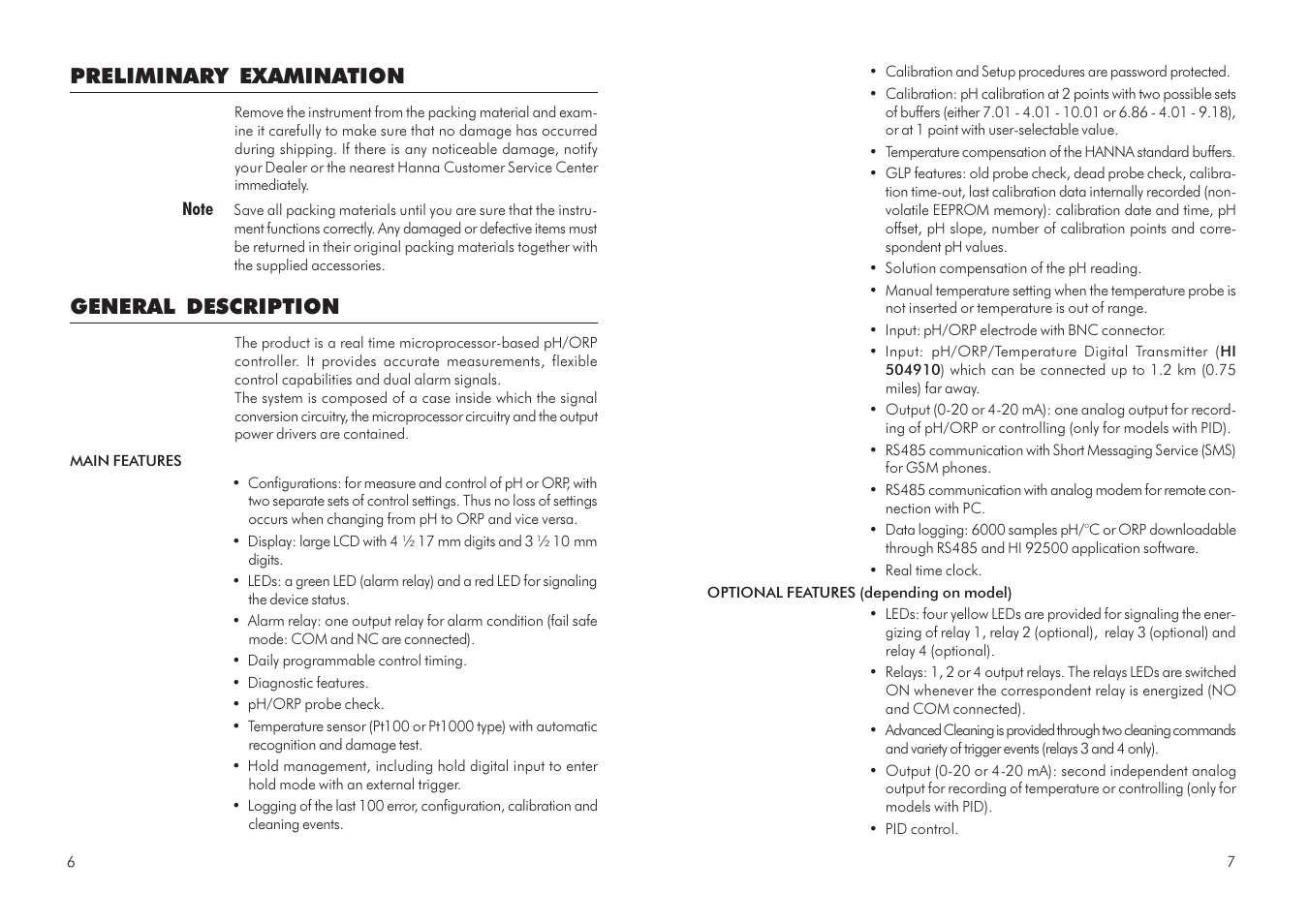 Preliminary examination, General description | Hanna Instruments HI 504 User Manual | Page 4 / 59