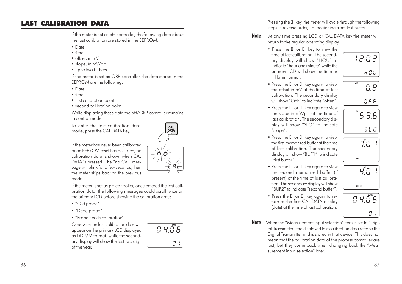 Last calibration data | Hanna Instruments HI 504 User Manual | Page 44 / 59