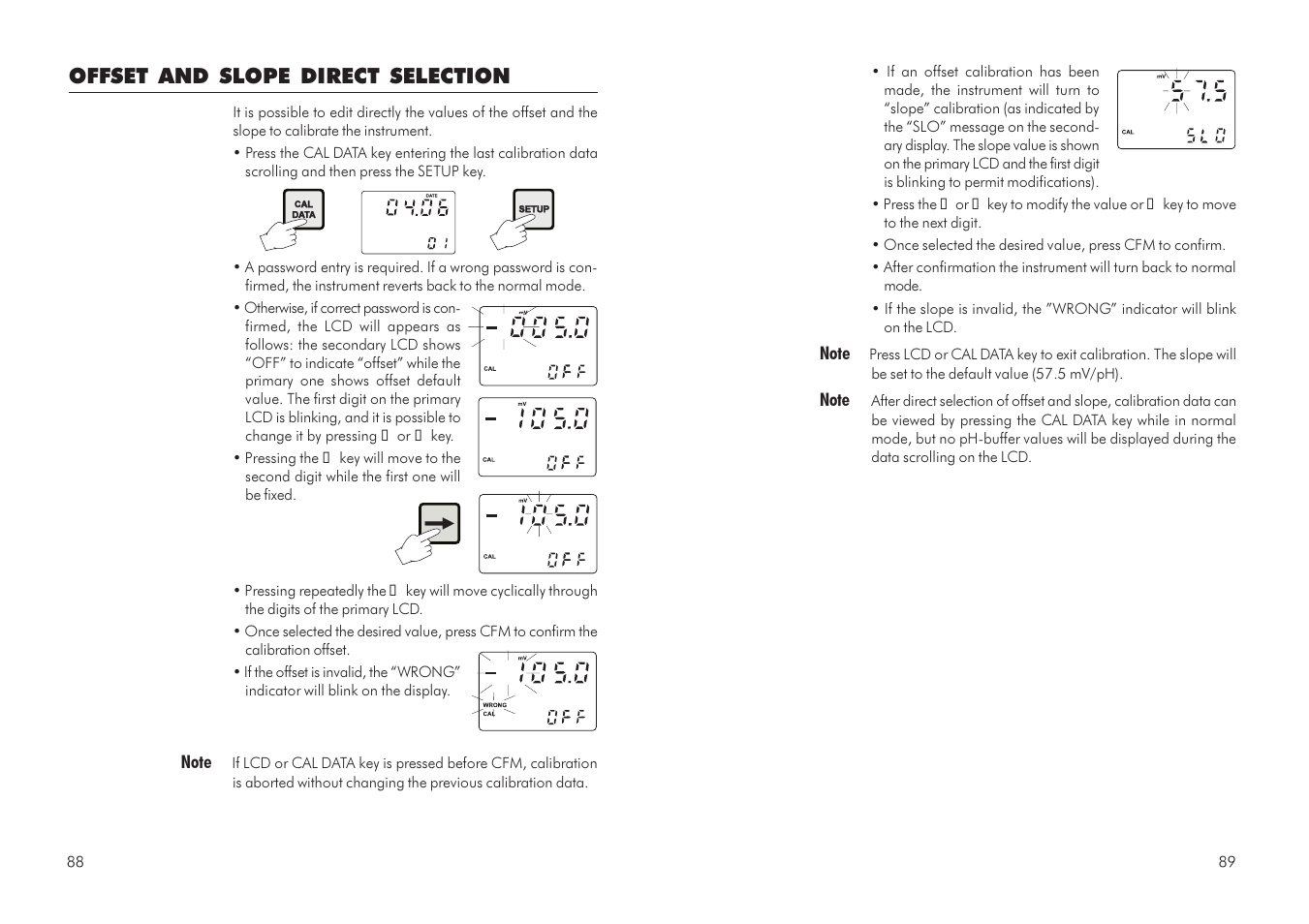 Offset and slope direct selection | Hanna Instruments HI 504 User Manual | Page 45 / 59