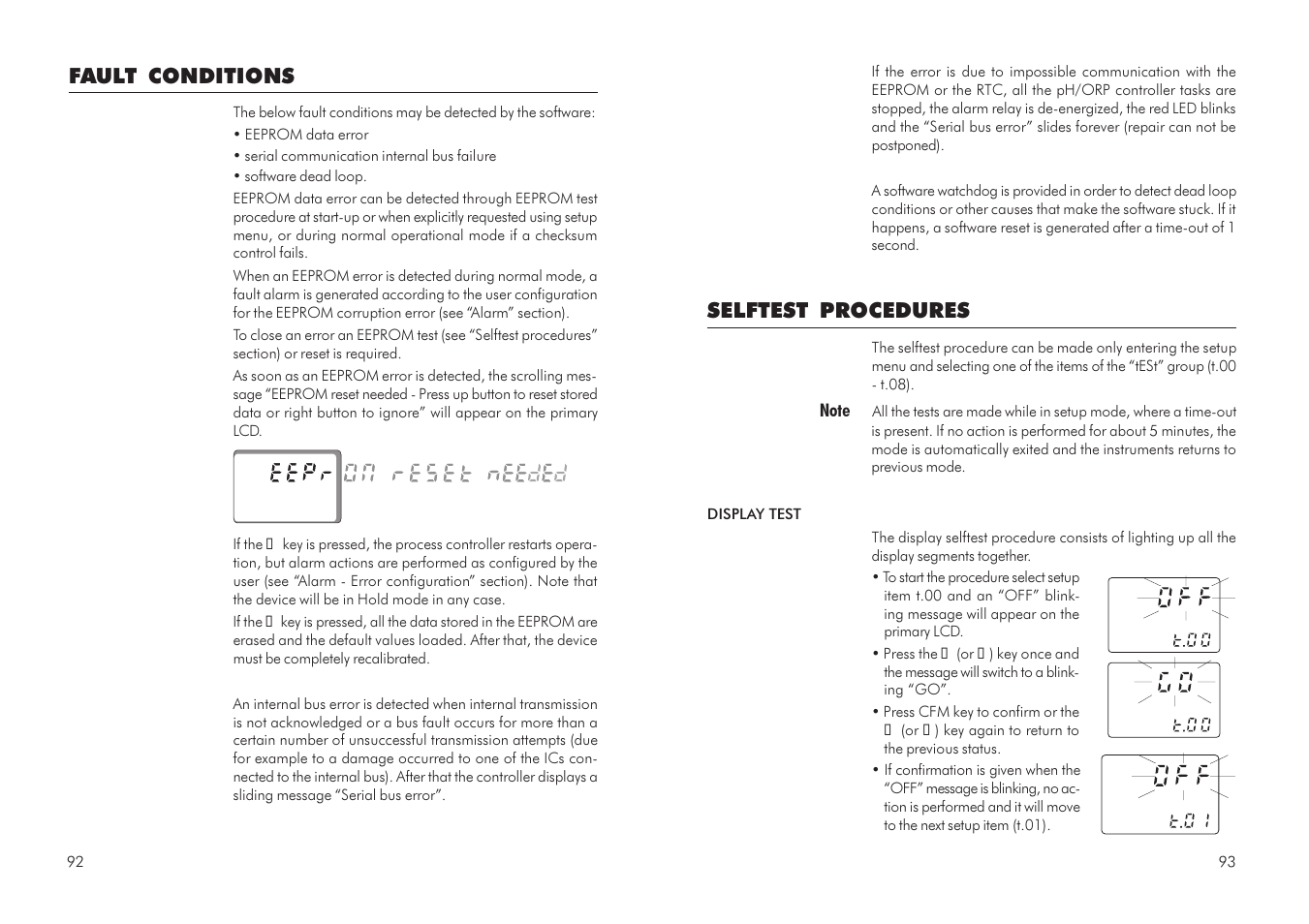 Selftest procedures, Fault conditions | Hanna Instruments HI 504 User Manual | Page 47 / 59